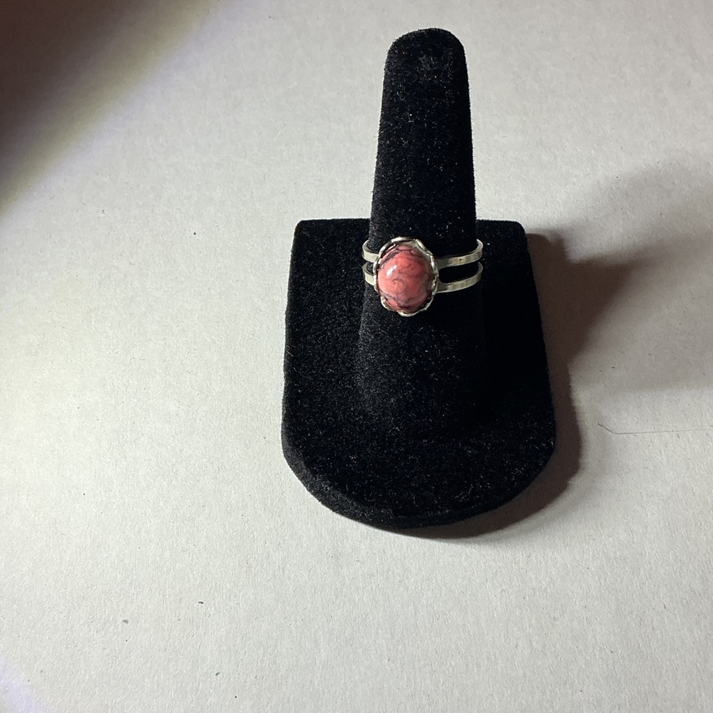 Silver Ring with Coral Stone